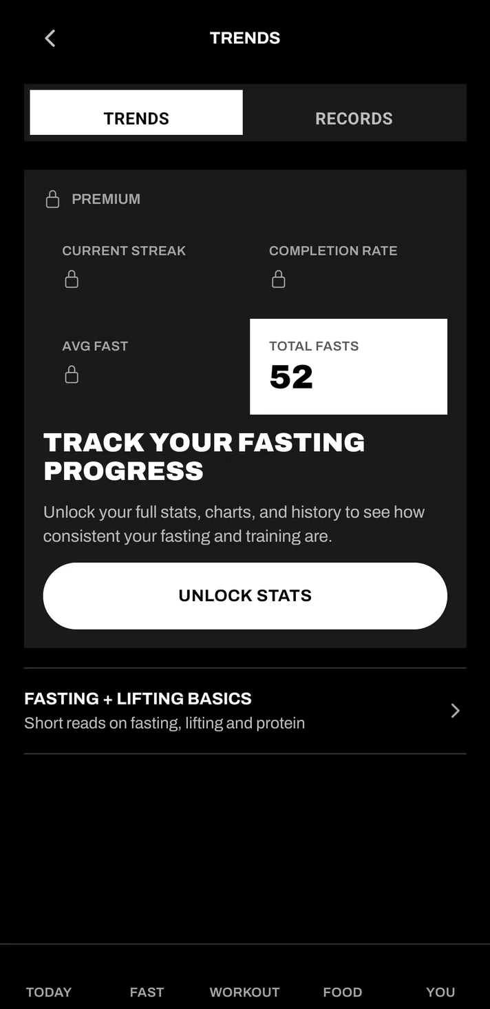 Premium card listing Coach, Snap Meal and full history with the trial button